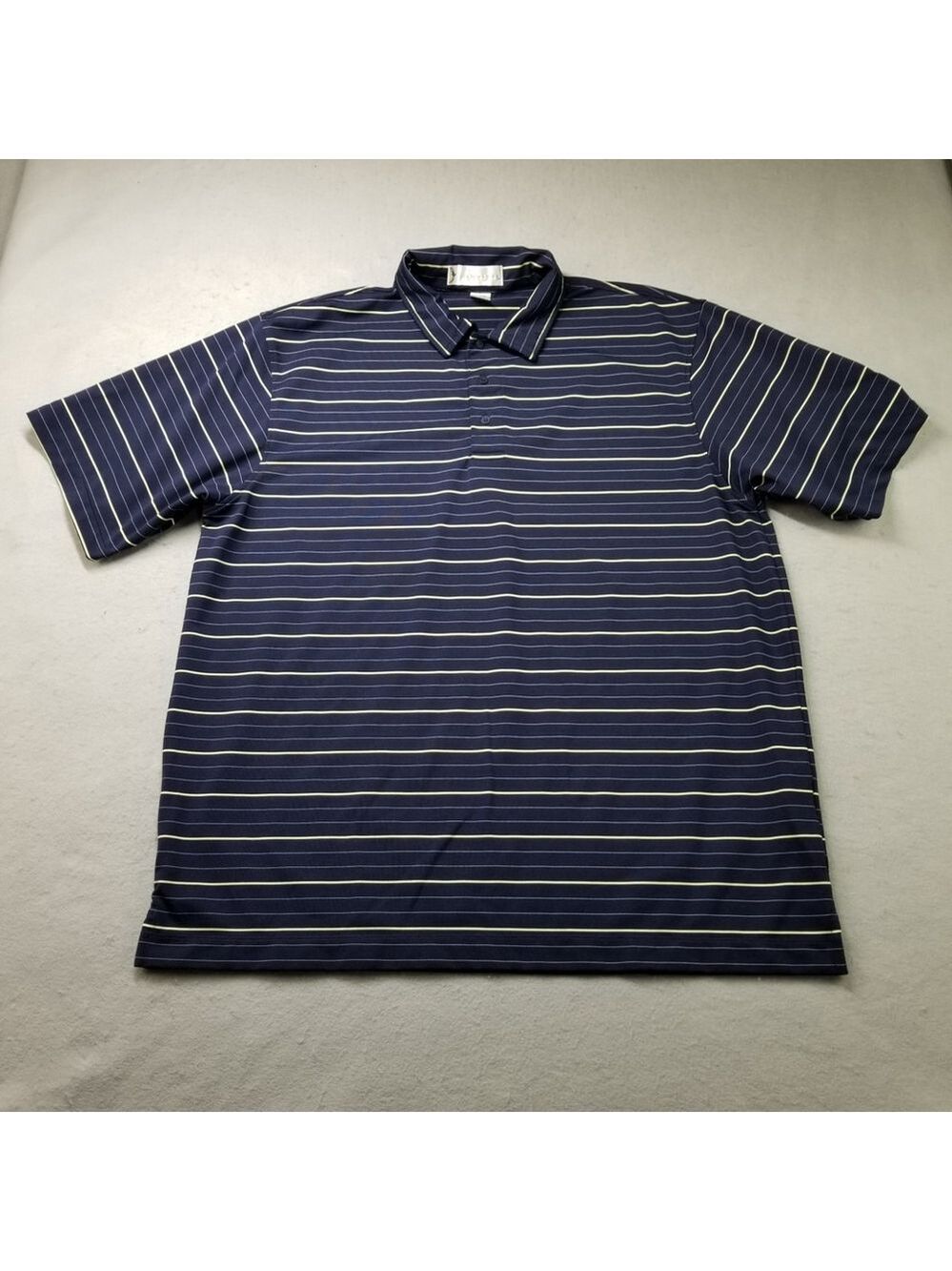 IL Migliore Polo Shirt Mens Size 2XL Blue Striped Golf Logo Short Sleeve Stretch